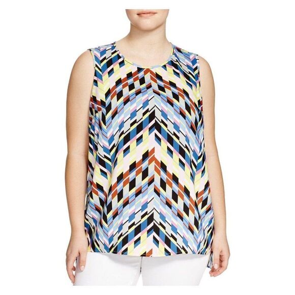 Vince Camuto Multi Color Geometric Top Large - Picture 1 of 5